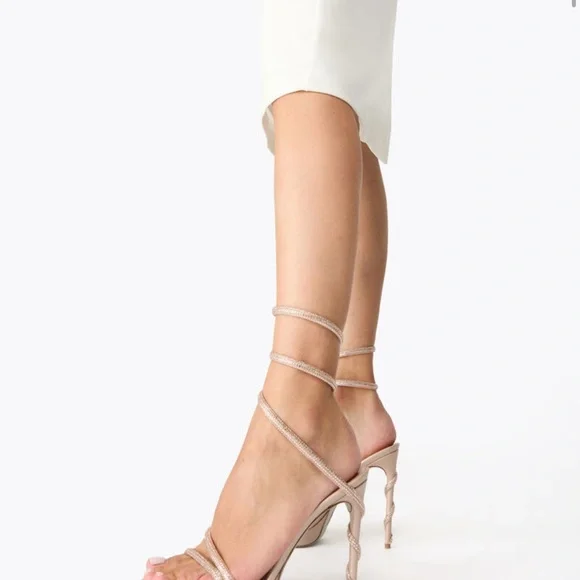 Rene Caovilla Beige Spiral Strap Heels - Picture 5 of 10
